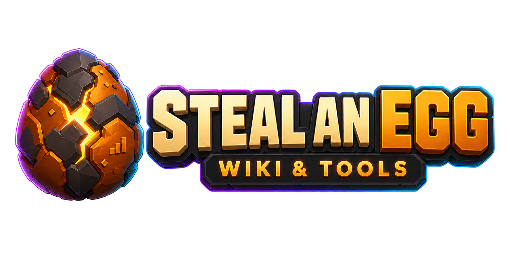 Steal An Egg Wiki & Tools logo with a rare orange-brown cracked egg